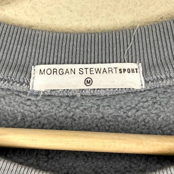 Morgan Stewart Sweatshirt Lt Blue Round Neck Oversized Pullover Athleisure Relax - Picture 8 of 11